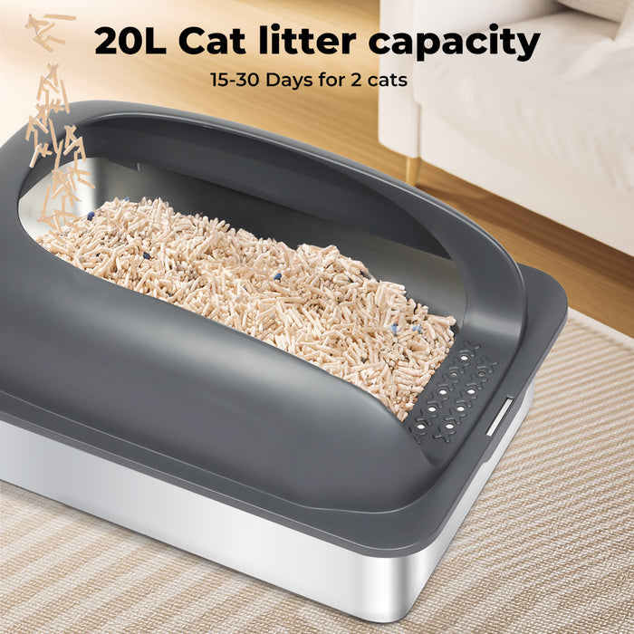 Stainless Steel Cat Litter Box Large Enclosed Removable Kitty Toilet